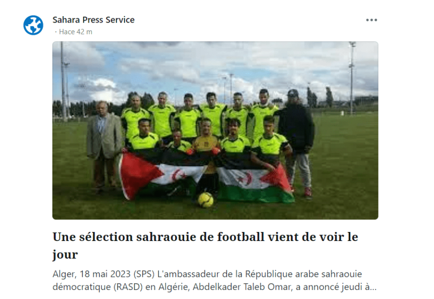 Une sélection sahraouie de football vient de voir le jour | Sahara Press Service