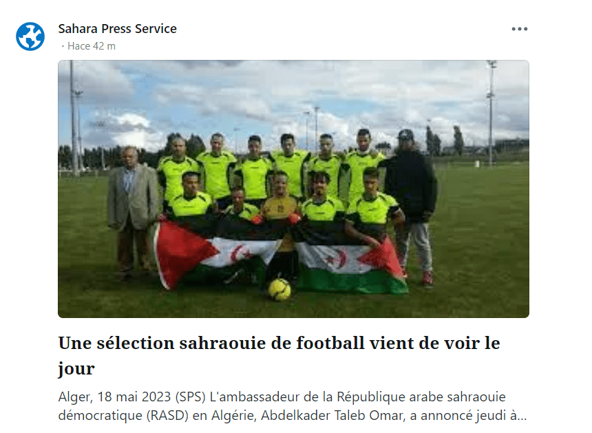 Une sélection sahraouie de football vient de voir le jour | Sahara Press Service