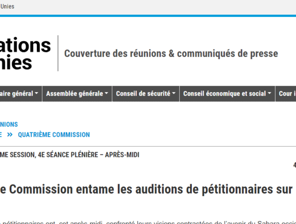La Quatrième Commission entame les auditions de pétitionnaires sur le Sahara occidental | UN Press