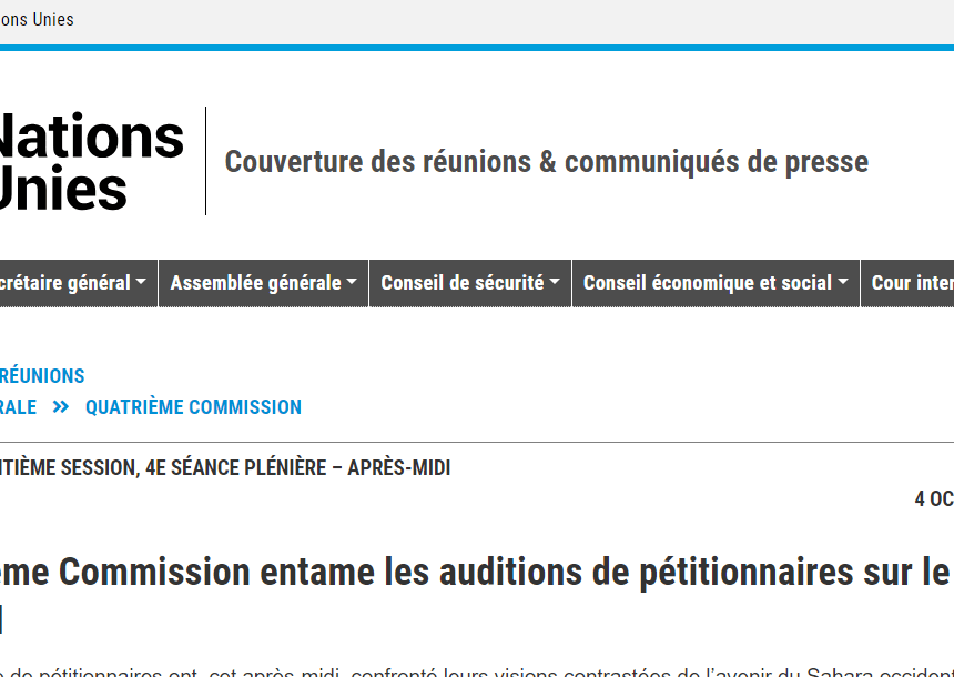 La Quatrième Commission entame les auditions de pétitionnaires sur le Sahara occidental | UN Press