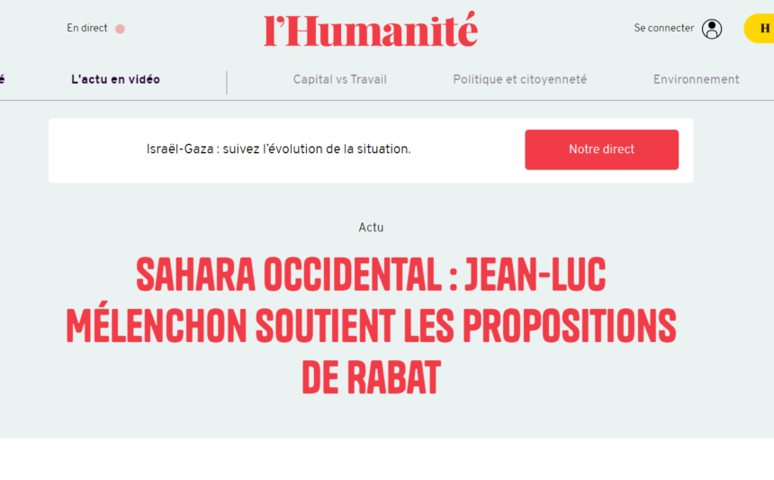 Sahara occidental : Jean-Luc Mélenchon soutient les propositions de Rabat – L’Humanité