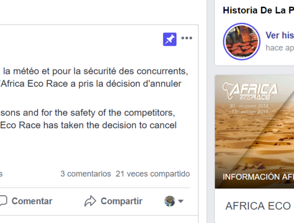 sedwed Suspendida la etapa de hoy de la Africa Eco Race que pasaba por Guerguerat