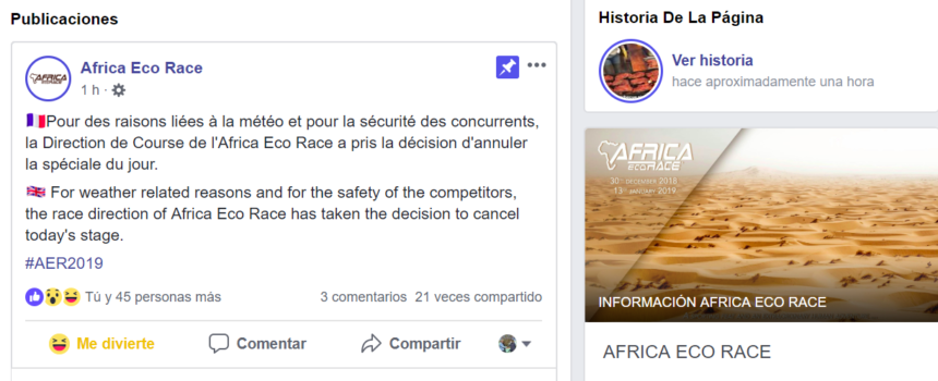 Suspendida la etapa de hoy de la Africa Eco Race que pasaba por Guerguerat