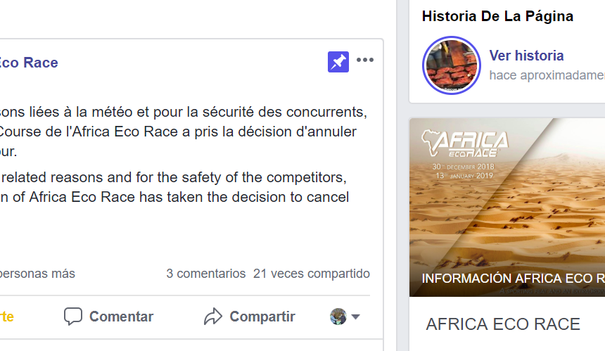 Suspendida la etapa de hoy de la Africa Eco Race que pasaba por Guerguerat