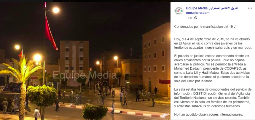 Equipe Media: condenados a penas de prisión por la manifestación del 19-J nueve jóvenes saharauis y un marroquí