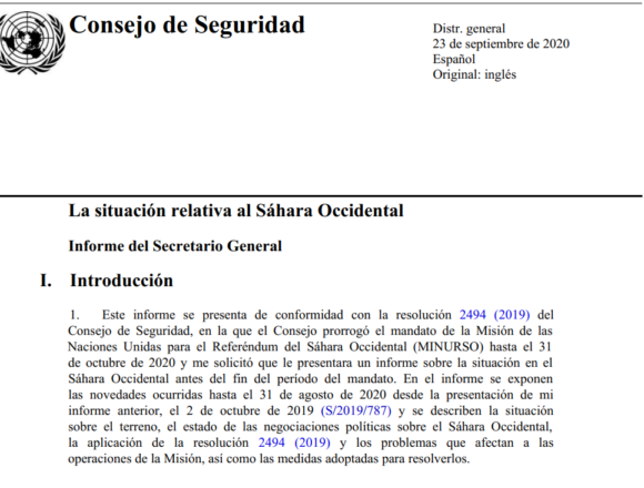 Informe oficial del Secretario General de la ONU sobre la situación en el Sáhara Occidental