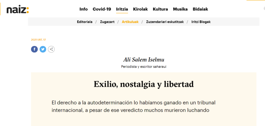 naiz: Iritzia | Opinión – Exilio, nostalgia y libertad, por Ali Salem Iselmu