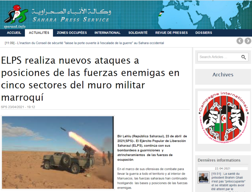 ELPS realiza nuevos ataques a posiciones de las fuerzas enemigas en cinco sectores del muro militar marroquí | Sahara Press Service