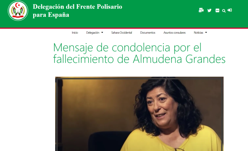 Mensaje de condolencia por el fallecimiento de Almudena Grandes | Delegación del Frente Polisario para España