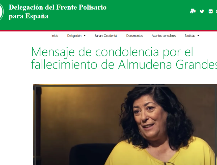 Mensaje de condolencia por el fallecimiento de Almudena Grandes | Delegación del Frente Polisario para España