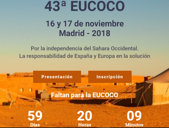 La Comunidad de Madrid acogerá, 16 y 17 de noviembre, la 43 Eucoco, conferencia europea ?? de apoyo a la lucha saharaui ??