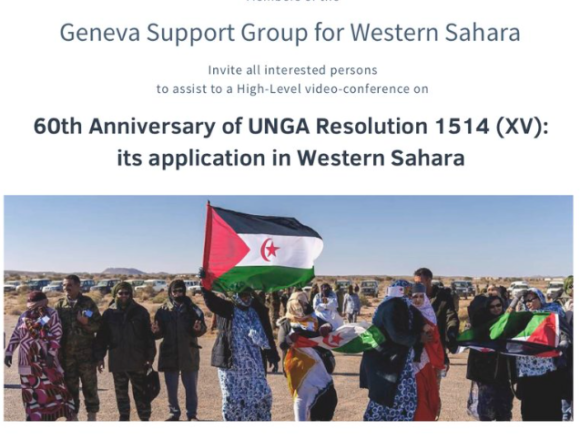 Videoconferencia de la reunión del Grupo de de Ginebra de Apoyo al Sáhara Occidental por 60° aniversario de la Resolución 1514 (XV) de la Asamblea General DE LAS NACIONES UNIDAS (vídeo)
