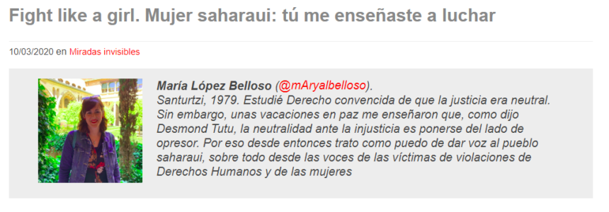 Fight like a girl. Mujer saharaui: tú me enseñaste a luchar | Doce Miradas
