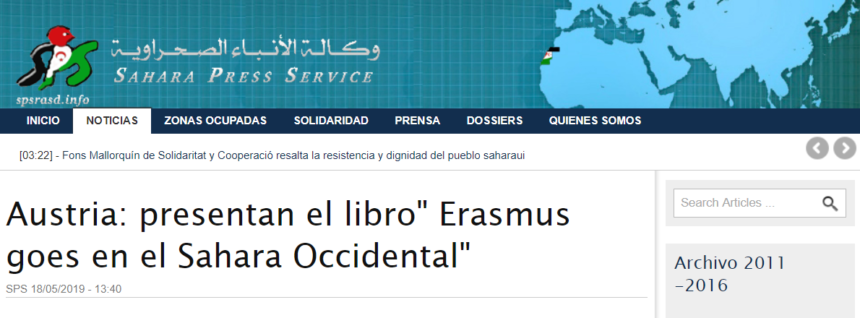 Austria: presentan el libro» Erasmus goes en el Sahara Occidental» | Sahara Press Service