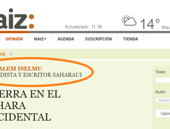 xcdsxcd naiz: Iritzia | Opinión por ALI SALEM ISELMU – Guerra en el Sahara Occidental
