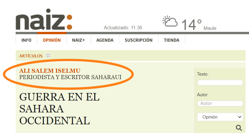 naiz: Iritzia | Opinión por ALI SALEM ISELMU – Guerra en el Sahara Occidental