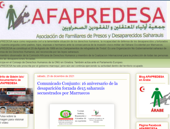 AFAPREDESA: Comunicado Conjunto: 16 aniversario de la desaparición forzada de15 saharauis secuestrados por Marruecos