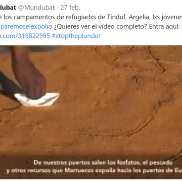 Mundubat  / Desde los campamentos de refugiadxs saharuis, lxs jóvenes nos piden que  #paremoselexpolio en el #SaharaOccidental #stoptheplunder ‏