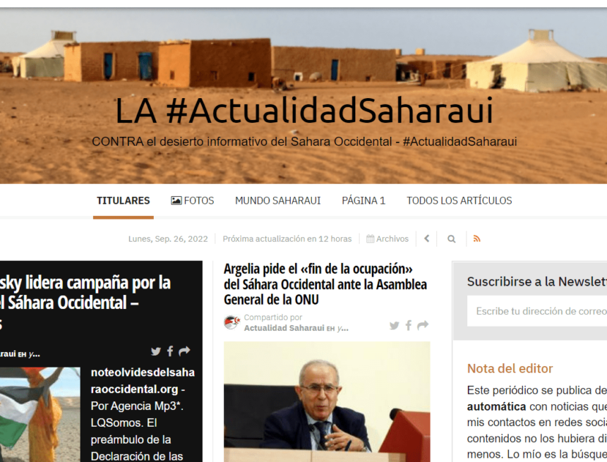 ¡SAHARA OCCIDENTAL! BOLETÍN de últimas noticias del 26 de septiembre de 2022