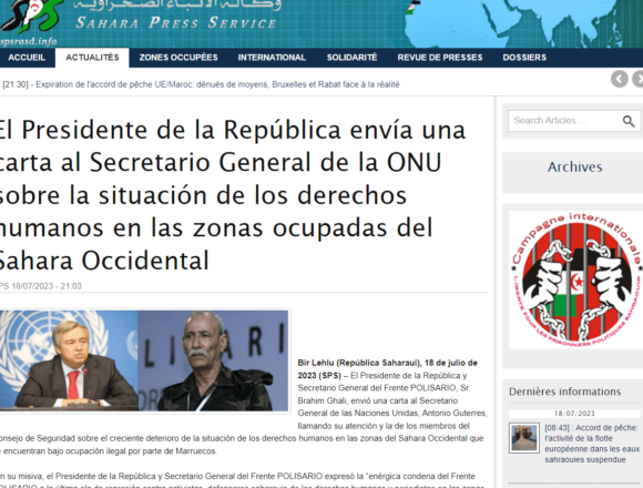 zsdedrfvgt El Presidente de la República envía una carta al Secretario General de la ONU sobre la situación de los derechos humanos en las zonas ocupadas del Sahara Occidental | Sahara Press Service