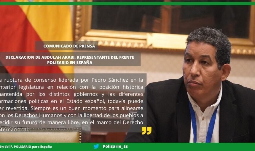 Declaración de prensa de Abdulah Arabi con motivo de la investidura de Pedro Sánchez como presidente del Gobierno de España