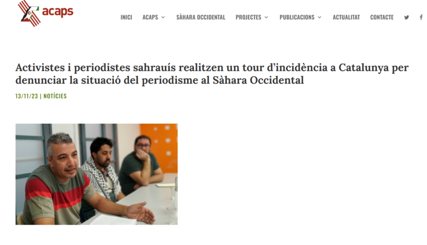 Activistes i periodistes sahrauís realitzen un tour d’incidència a Catalunya per denunciar la situació del periodisme al Sàhara Occidental | Federació ACAPS