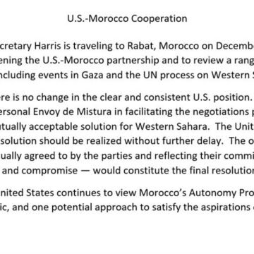 EE.UU reitera que la propuesta marroquí para el Sáhara Occidental es uno de los «posibles enfoques»