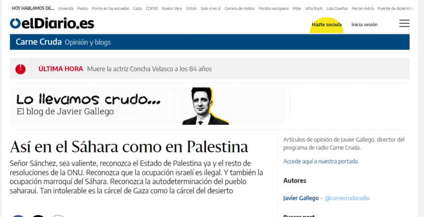 Así en el Sáhara como en Palestina – Javier Gallego en elDiario