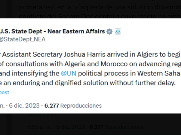 SAHARA OCCIDENTAL | Los EEUU se implican directamente en una ronda de consultas con Argelia y Marruecos para lograr una solución «sin más demora» al proceso de Naciones Unidas para el Sahara Occidental