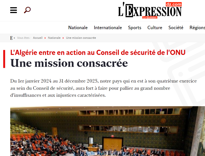 Argelia en el Consejo de Seguridad de la ONU: una misión compleja