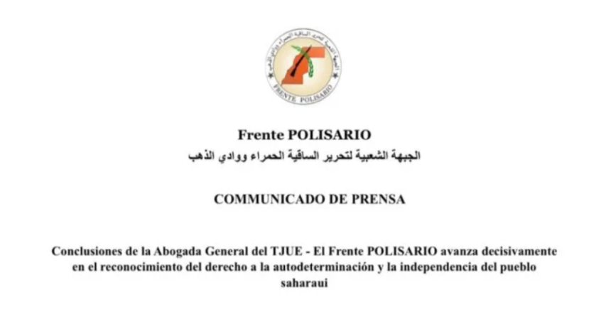 Reacción del FRENTE POLISARIO a las conclusiones de la Abogada General del TJUE – Comunicado de Prensa | Sahara Press Service (SPS)