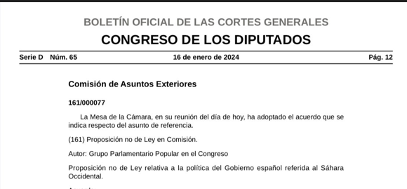 El Partido Popular presenta en la Comisión de Exteriores del Congreso una «proposición no de ley» para recuperar el consenso sobre el Sahara Occidental volviendo a la posición previa a la traición de Sánchez Castejón