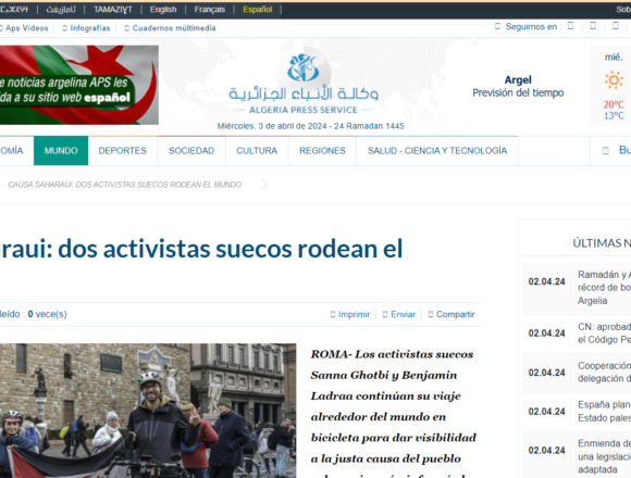 Causa saharaui: dos activistas suecos dan la vuelta al mundo – APS