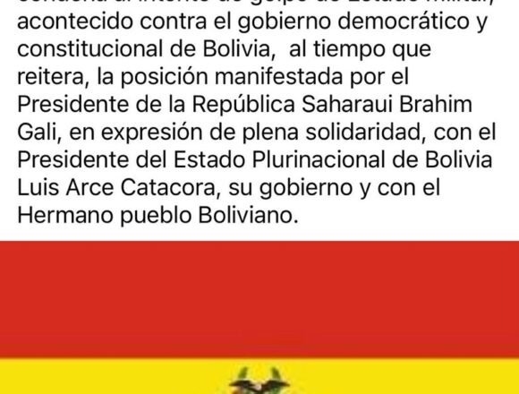 GRDh92-W0AAs_3u Rotunda condena al intento de golpe de Estado en Bolivia: La República Saharaui expresa plena solidaridad con el Presidente Luis Arce | ECSAHARAUI