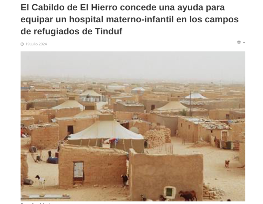 El Cabildo de El Hierro concede una ayuda para equipar un hospital materno-infantil en los campos de refugiados de Tinduf