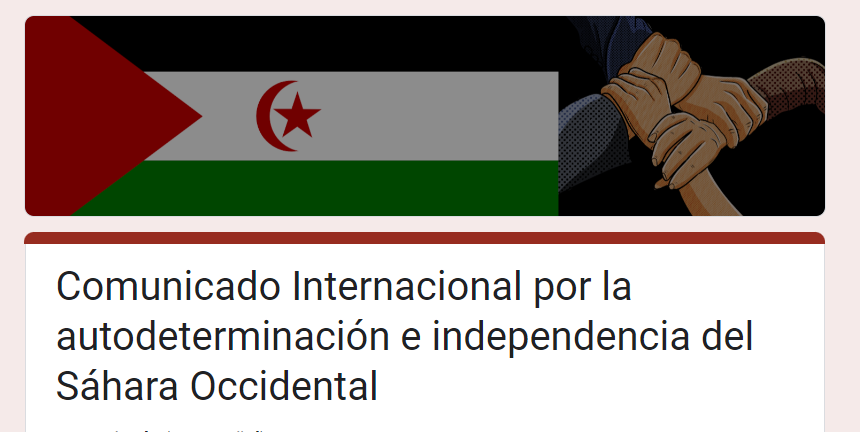 BRASIL | Comunicado Internacional por la autodeterminación e independencia del Sáhara Occidental – Viaconectados