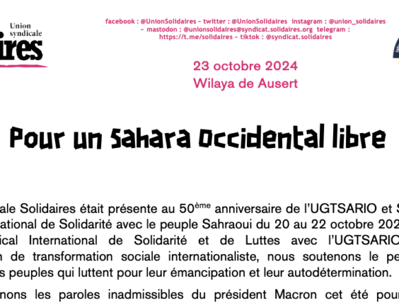 Pour un Sahara Occidental libre | Solidaires