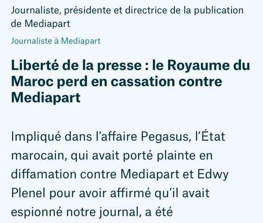 Libertad de prensa: el Reino de Marruecos pierde en el recurso de casación contra Mediapart