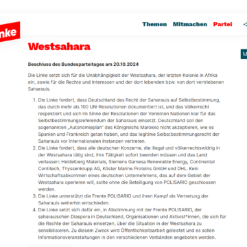 ALEMANIA / DIE LINKE mantiene firme postura de apoyo al Frente POLISARIO | Sahara Press Service (SPS)