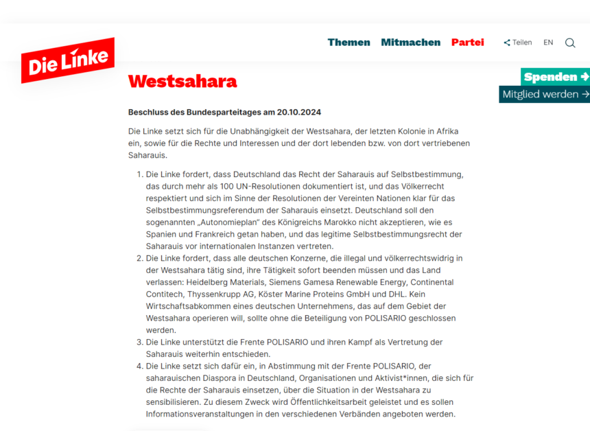 ALEMANIA / DIE LINKE mantiene firme postura de apoyo al Frente POLISARIO | Sahara Press Service (SPS)