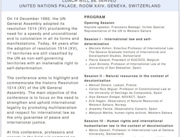 Anuncian la celebración de una Conferencia Internacional de Apoyo al Pueblo Saharaui en Ginebra | Sahara Press Service (SPS)