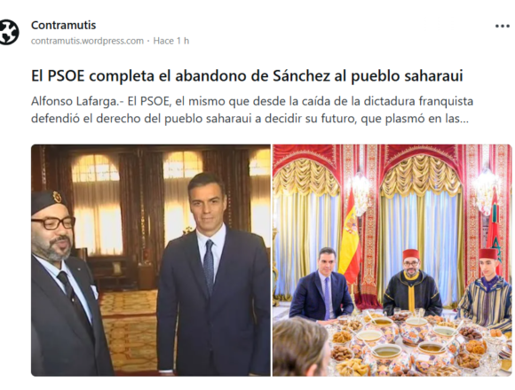 El PSOE completa el abandono de Sánchez al pueblo saharaui | Contramutis