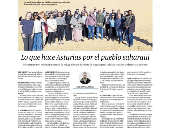 Lo que hace Asturias por el pueblo saharaui – Tribuna de J. M. Zapico, secretario general de CCOO de Asturias, en «La Nueva España»
