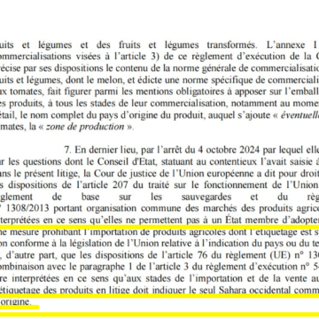 DECISIÓN JUDICIAL del CONSEJO DE ESTADO francés | Los melones y los tomates cherry del Sáhara Occidental deben llevar la mención correcta del territorio de origen, pero Francia no puede prohibirlos