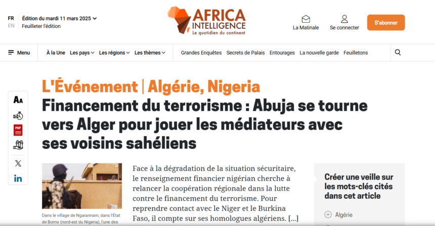 Nigeria pide a Argelia mediar ante Níger y Burkina para afrontar los problemas de seguridad en el Sahel