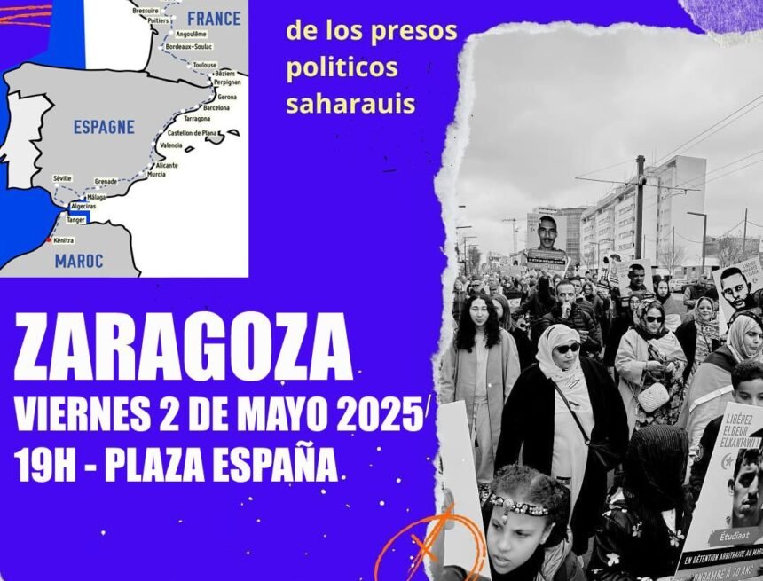 #MarchaLibertadSaharaui | La Marcha por la libertad de los presos políticos saharauis hace escala en Aragón este 2 de mayo