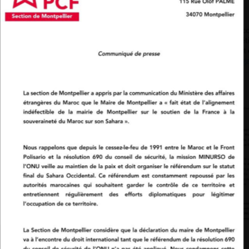 El Partido Comunista Francés condena la alineación del alcalde de Montpellier con la posición de Francia sobre el Sáhara Occidental  | Sahara Press Service (SPS)