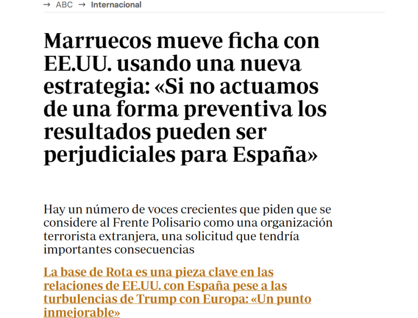 derftyu Marruecos mueve ficha con EE.UU. usando una nueva estrategia: «Si no actuamos de una forma preventiva los resultados pueden ser perjudiciales para España» – ABC Internacional