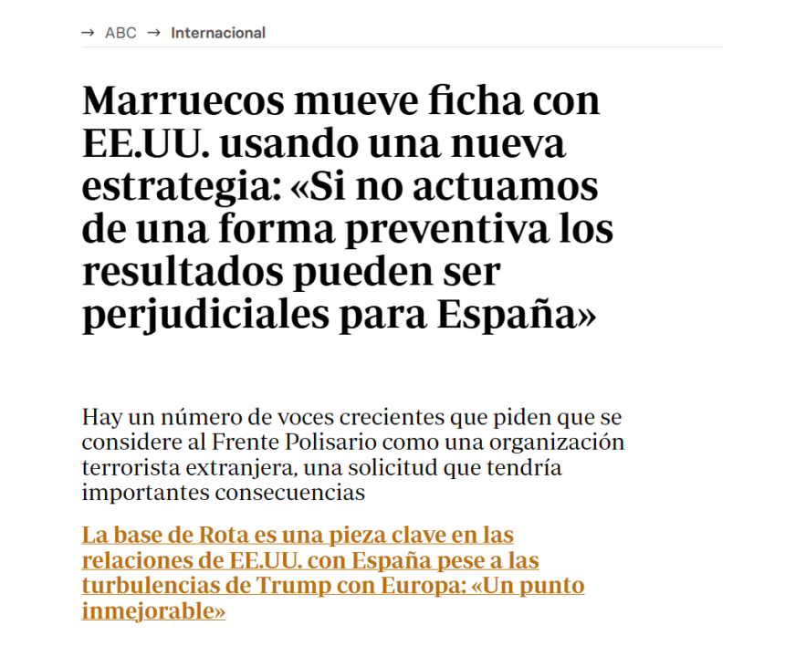 Marruecos mueve ficha con EE.UU. usando una nueva estrategia: «Si no actuamos de una forma preventiva los resultados pueden ser perjudiciales para España» – ABC Internacional