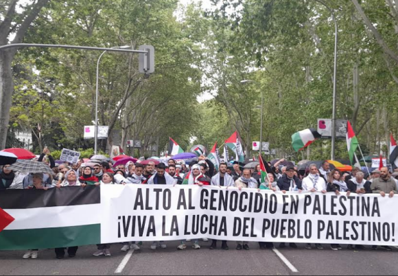 Con los pueblos de Palestina y del Sáhara Occidental en la concentración por “los valores europeos”